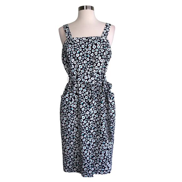 DKNY Womens Belted Ditzy Floral Dress Size 8 Groovy Cute Retro Picnic Date NEW - Picture 1 of 10